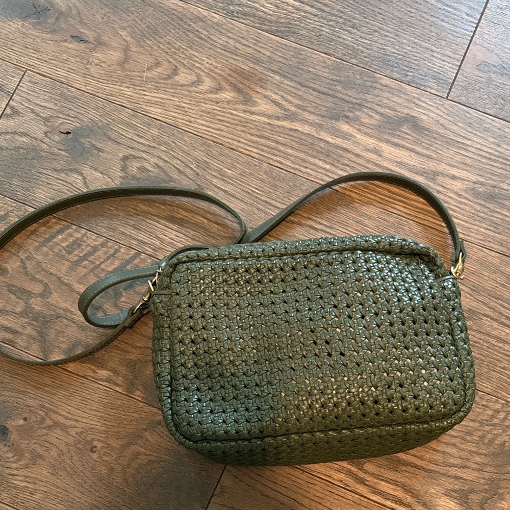 Clare V green rattan Marisol